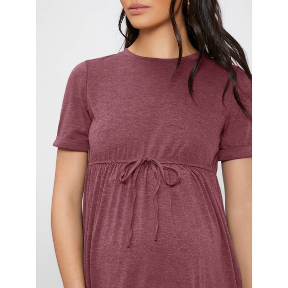 Maternity short sleeve Knot Waist mini Dress olive green - Picture 12 of 12